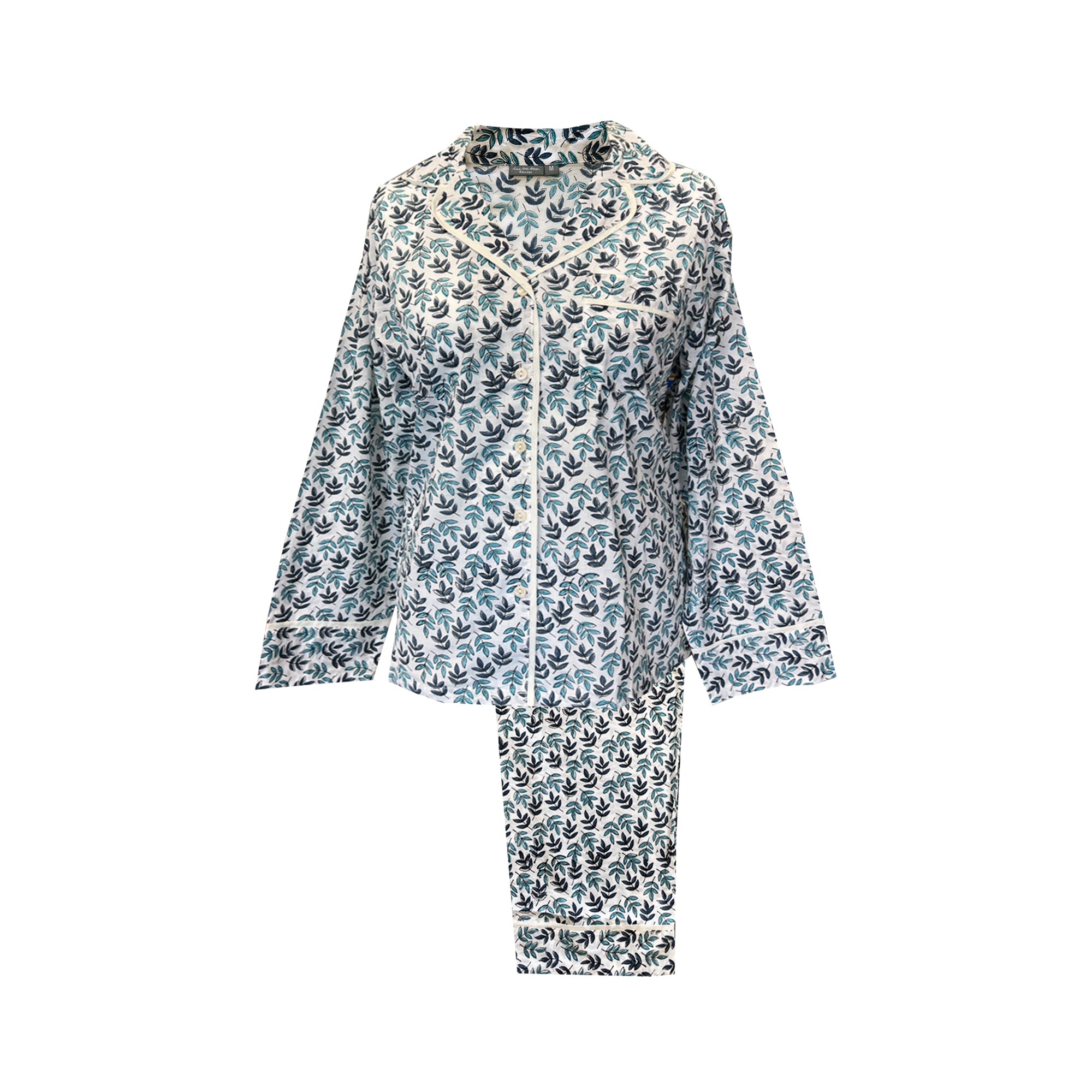 Blue leaf and turquoise pyjamas 
