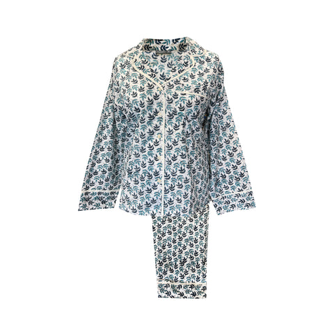 Blue leaf and turquoise pyjamas 