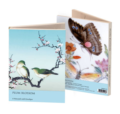 Pack of 8 Large Notecards - Plum Blossom and Butterfly