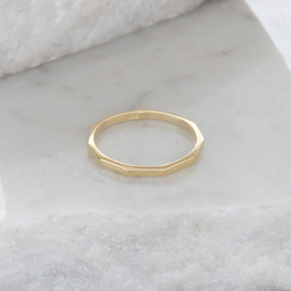 Hexagon Stacking Ring Gold Vermeil