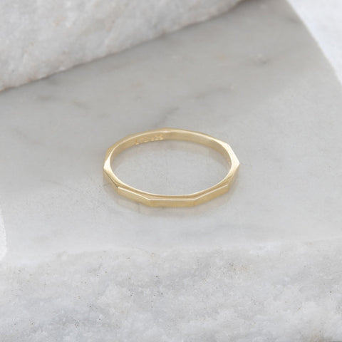 Hexagon Stacking Ring Gold Vermeil