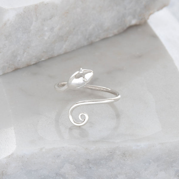 adjustable sterling silver mouse ring 