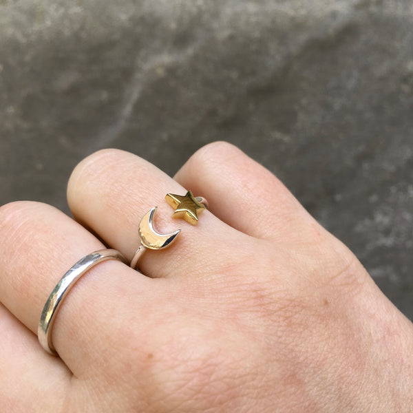 adjustable moon and stars ring 