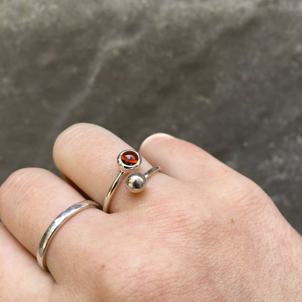 Adjustable Birthstone Ring January: Sterling Silver and Garnet