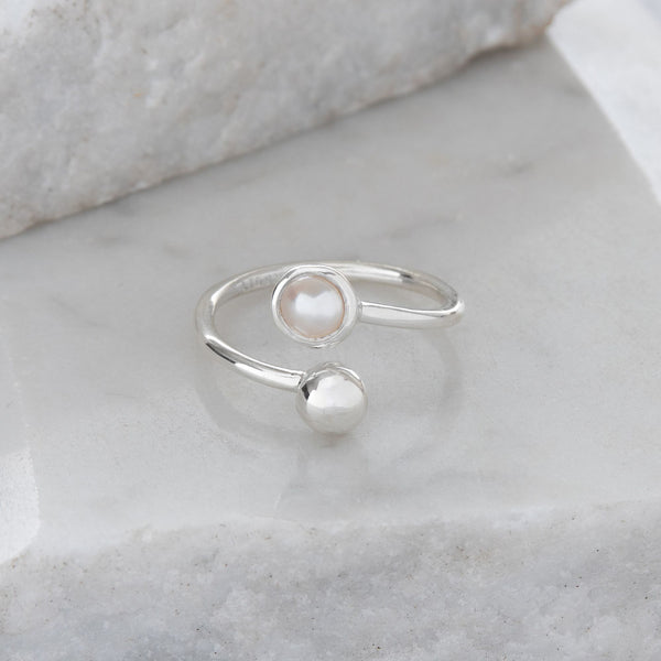 pearl adjustable ring for June birthday 