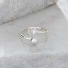 Rock Crystal Adjustable Birthstone Ring Sterling Silver April