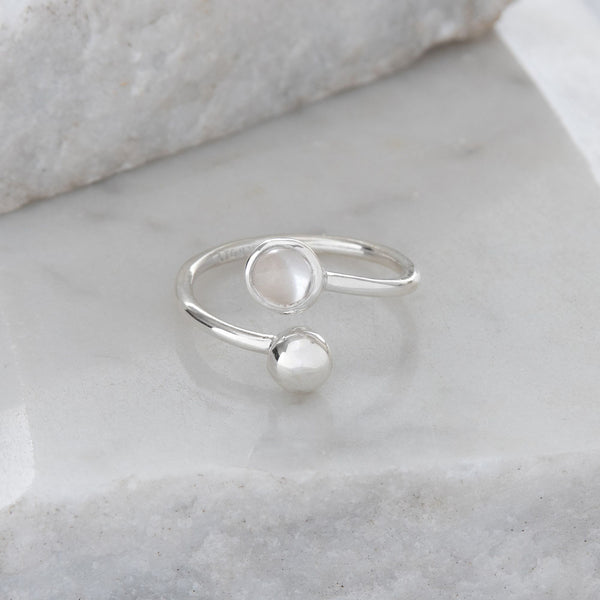 April Rock Crystal Adjustable Birthstone Ring