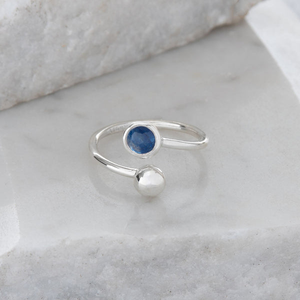 Adjustable Birthstone Ring September: Sterling Silver and Sapphire