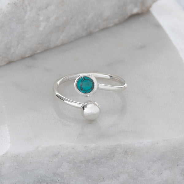 Turquoise Adjustable Birthstone Ring Sterling Silver DecemberTurquoise Adjustable Birthstone Ring Sterling Silver December