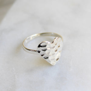 Hammered Heart Ring Sterling Silver