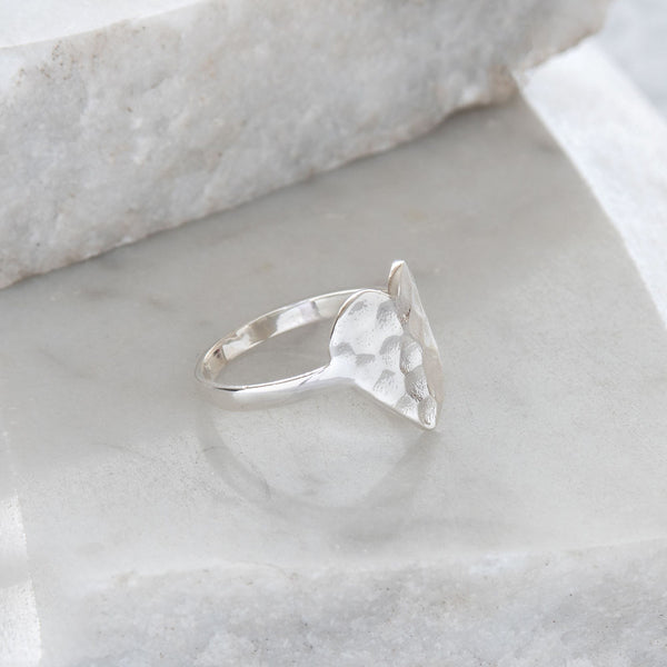 Hammered Heart Ring Sterling Silver