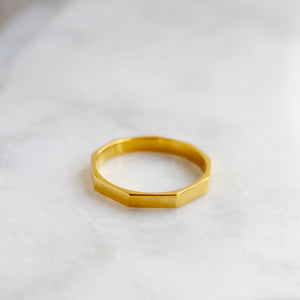 Heavy Hexagon Stacking Ring Gold Vermeil