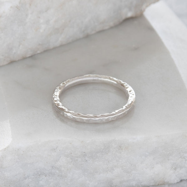 Hammered Thumb Ring Sterling Silver