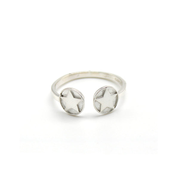 Star Double Medallion Insert Adjustable Ring