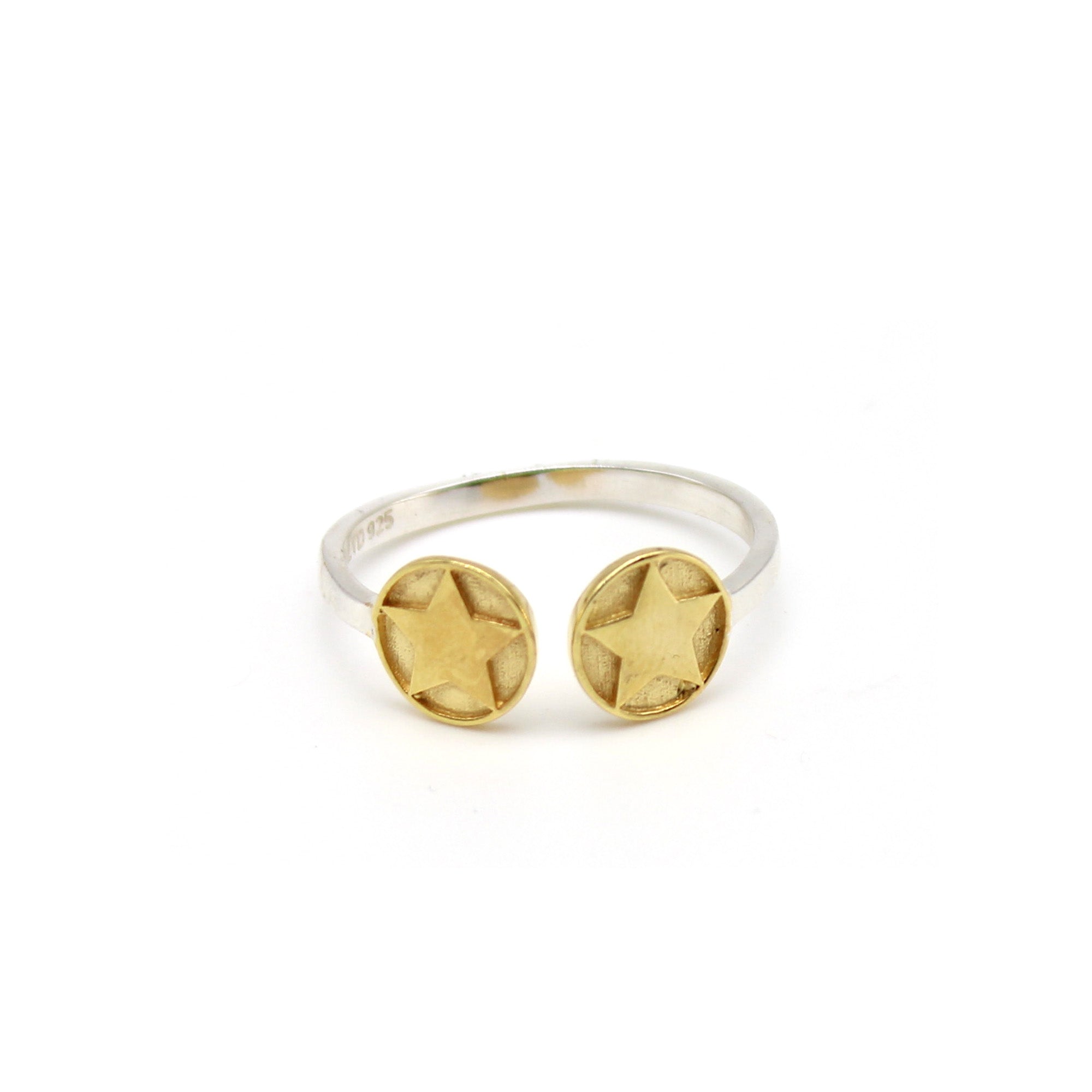 Star Double Medallion Insert Adjustable Ring