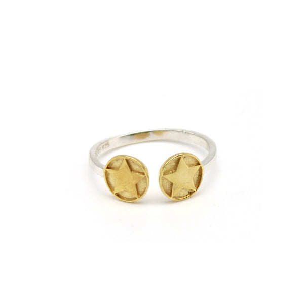 Star Double Medallion Insert Adjustable Ring