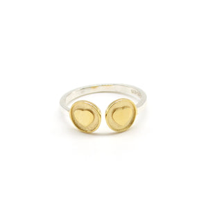 double heart ring in gold 