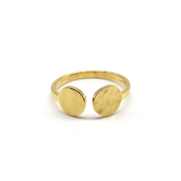 gold hammered and medallion ring 