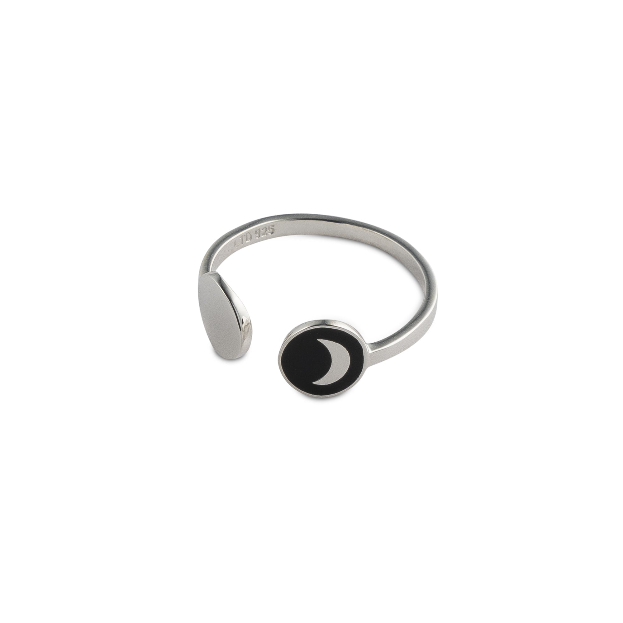 *New Enamel Black Moon Adjustable Ring