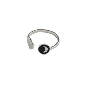 *New Enamel Black Moon Adjustable Ring