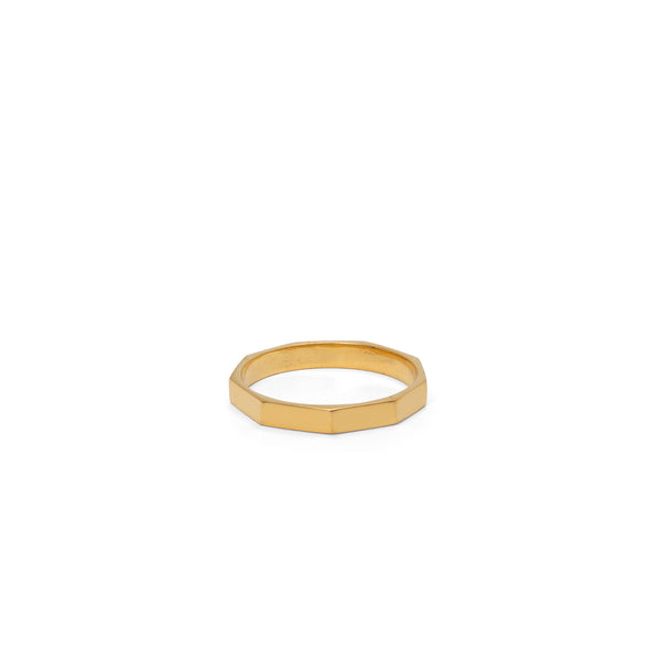Heavy Hexagon Stacking Ring Gold Vermeil