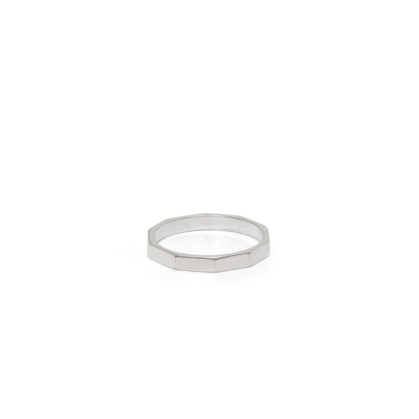 Heavy Hexagon Stacking Ring Sterling Silver