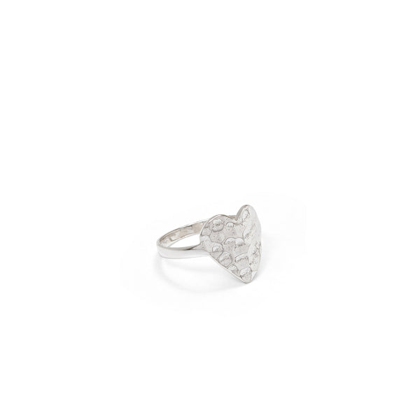 Hammered Heart Ring Sterling Silver