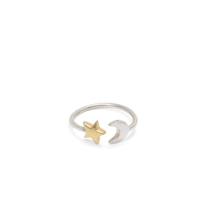 moon and star adjustable ring