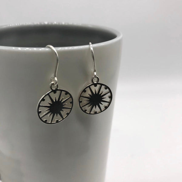 supernova hook earrings in silver 