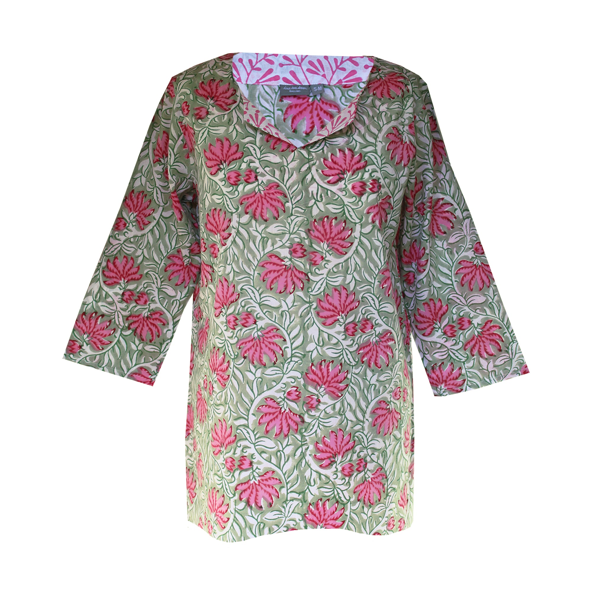 pink and green tunic