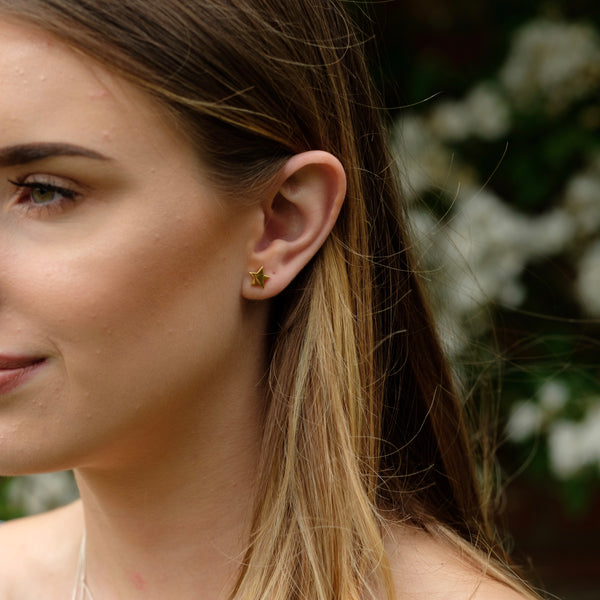 Star Stud Earrings Gold or Rose Gold Vermeil