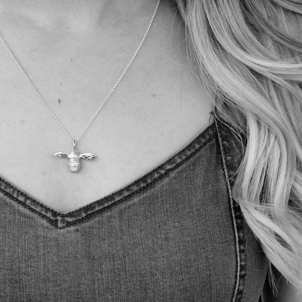 Bumble Bee Pendant Necklace Sterling Silver
