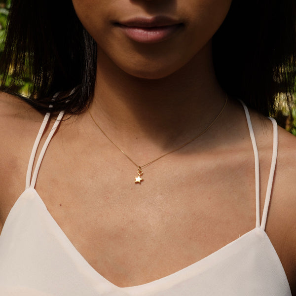 Star Charm Necklace Gold or Rose Gold Vermeil
