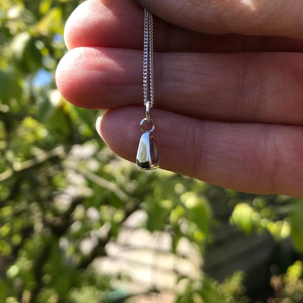 Sunflower Seed Charm Necklace Sterling Silver