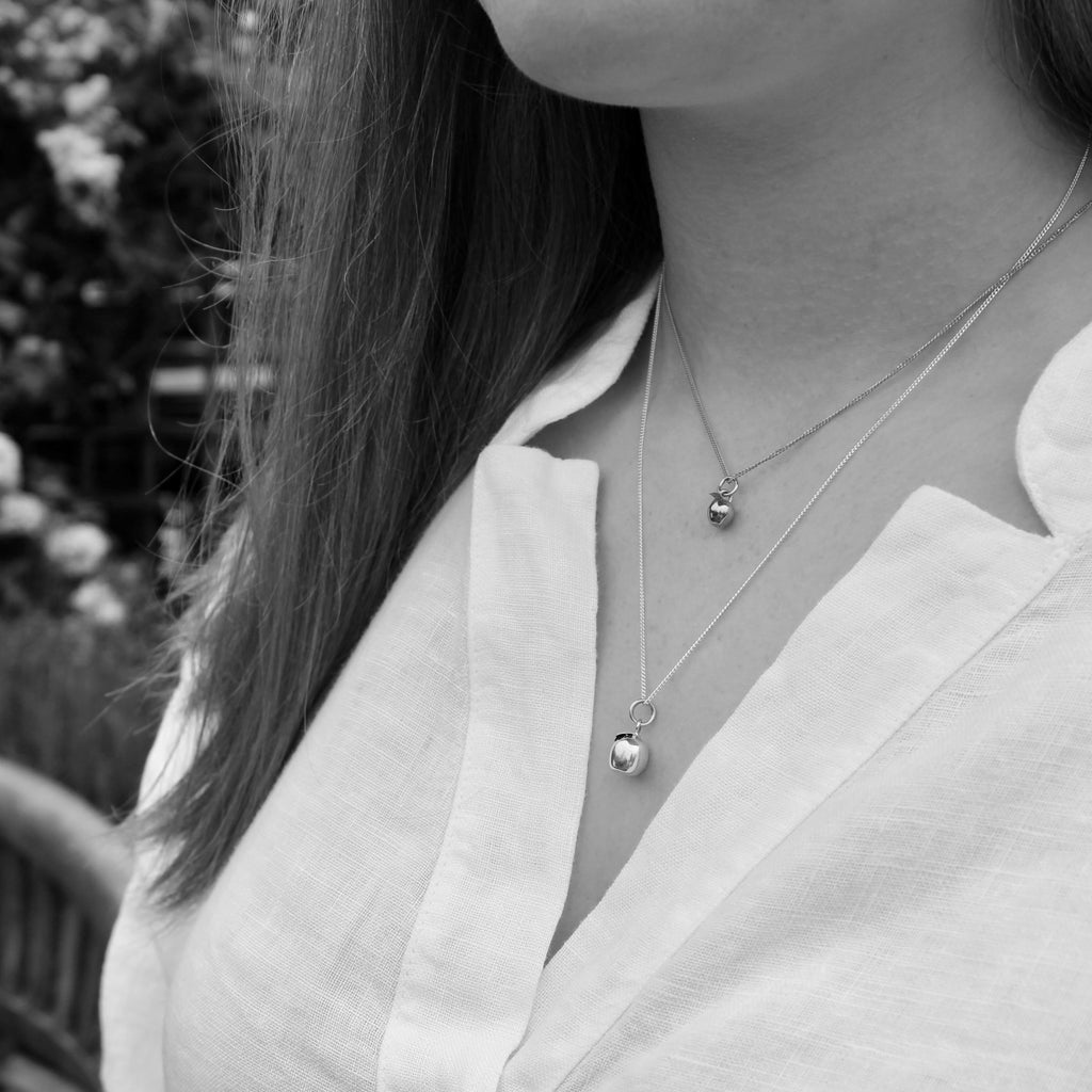 Tiny Apple Charm Necklace Sterling Silver Lime Tree Design