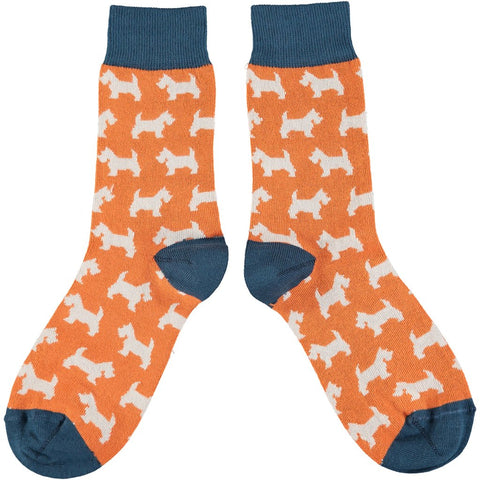 Ladies Cotton Ankle Socks - Scottie Dogs