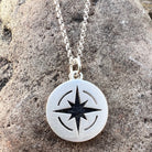 Compass Silhouette Pendant Necklace Sterling Silver