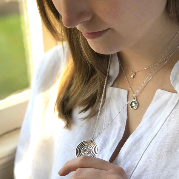 Sand Flower Amulet Necklace Sterling Silver