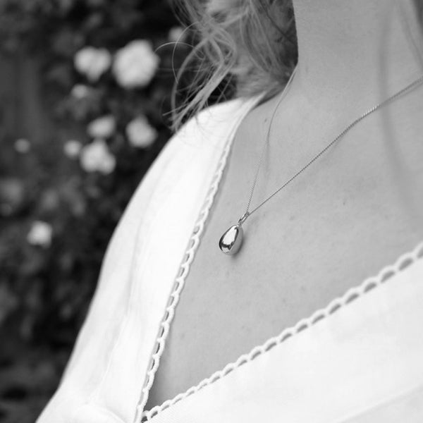Egg Pendant Necklace Sterling Silver