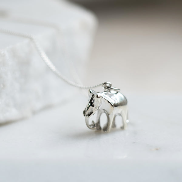 Elephant Pendant Necklace Sterling Silver