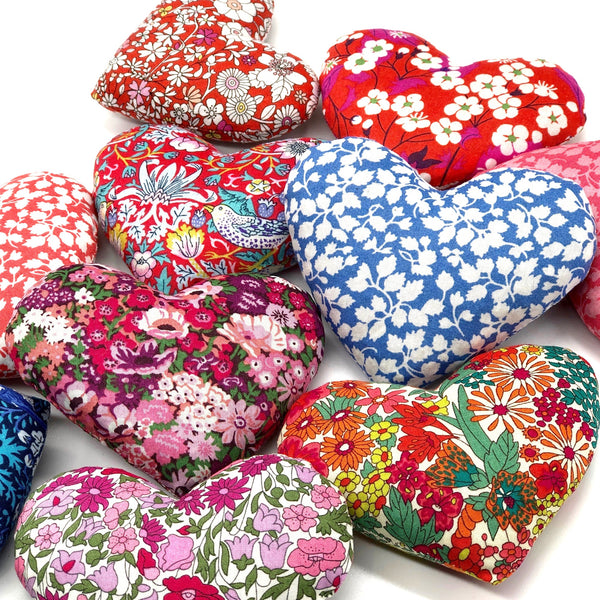 floral lavender hearts made with liberty of London fabric 