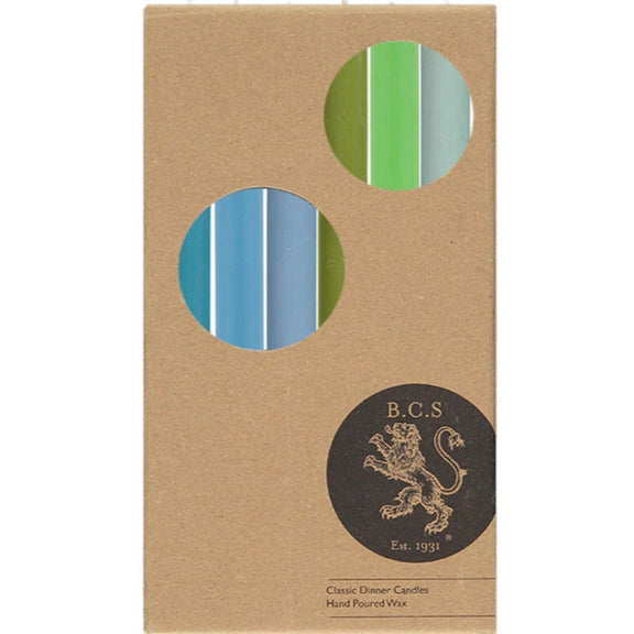 BRITISH COLOUR STANDARD - Mixed Set Cool Rainbow Eco Dinner Candles, 6 Per Pack
