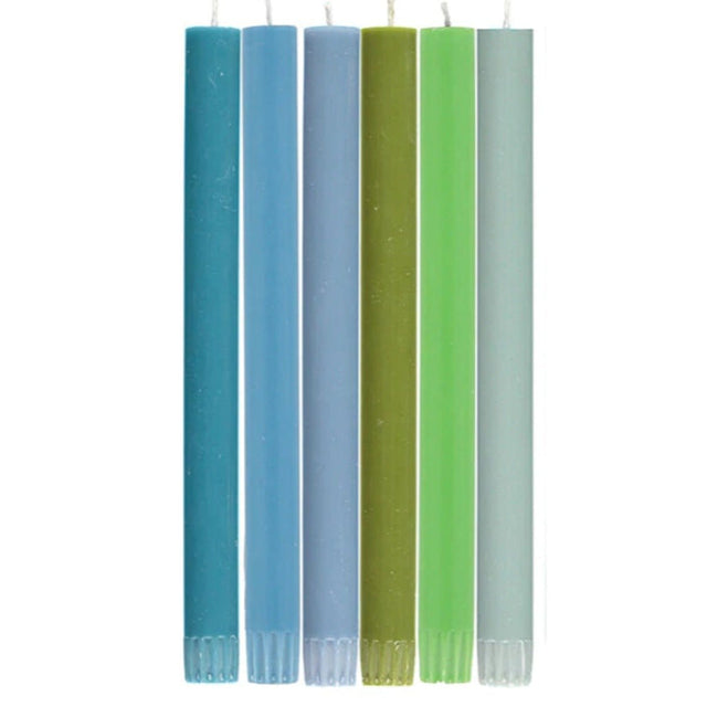 BRITISH COLOUR STANDARD - Mixed Set Cool Rainbow Eco Dinner Candles, 6 Per Pack