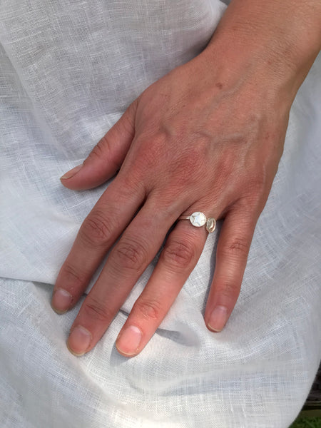 Moon and Star Medallion Insert Adjustable Ring