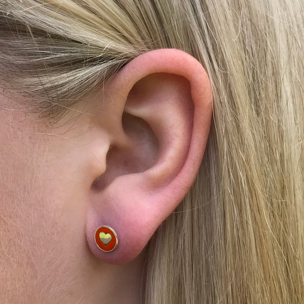Enamel Heart Stud Earrings