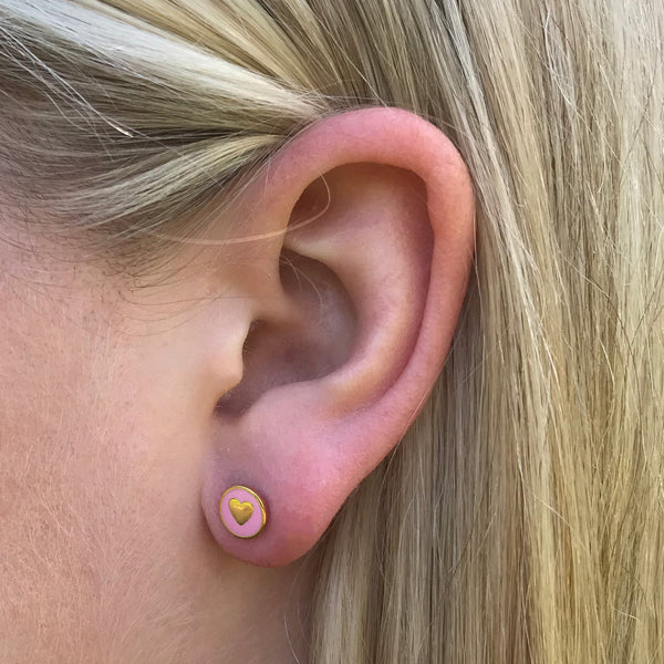 Enamel Heart Stud Earrings