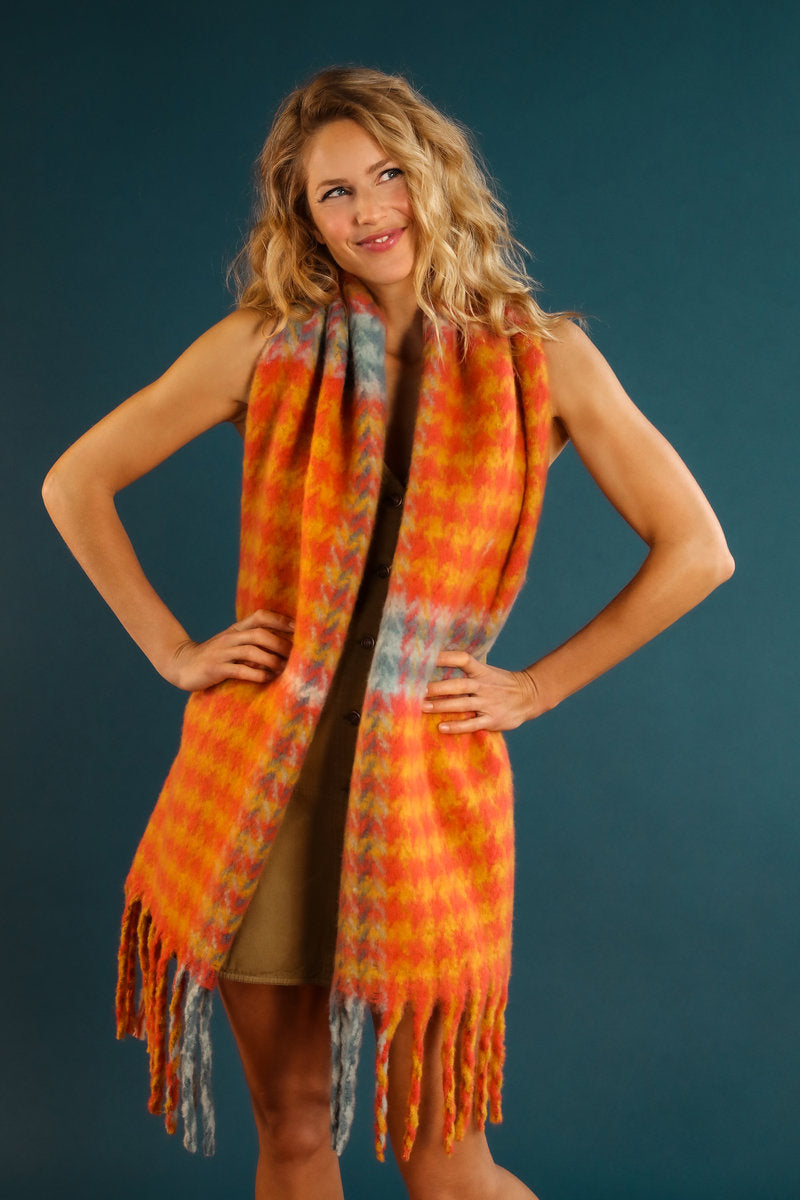 Powder Tangerine and Denim Ishbel Cosy Scarf