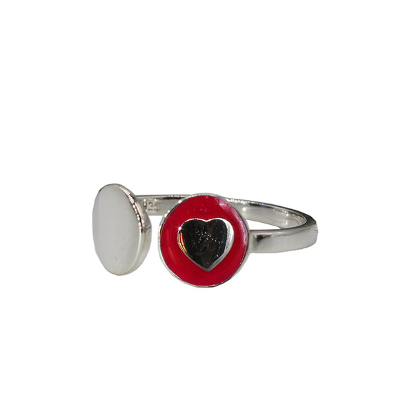 Red Heart Enamel Ring 