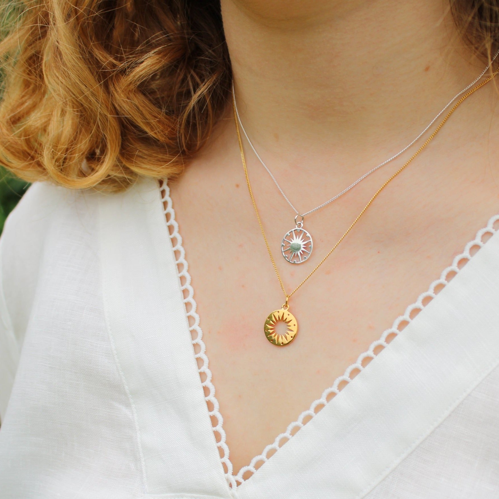 silver supernova layered necklace 